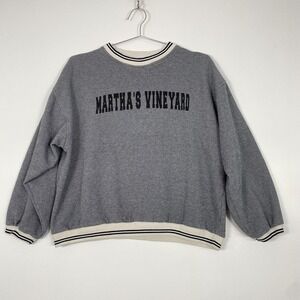 Martha's Vineyard Sweatshirt Womens XL Gray Fleece Crewneck Pullover Graphic